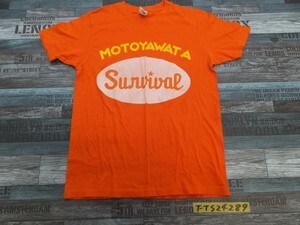 ノーブランド レディース MOTOYAWATA SURVIVAL プリント 半袖Tシャツ S オレンジ