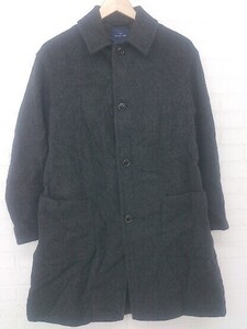 ◇ THE SMOCK SHOP シンプル ウール混 綺麗め ミドル丈 長袖 コート サイズS チャコールグレー レディース E