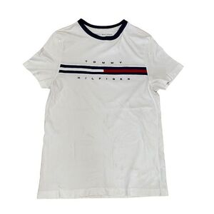 トミーヒルフィガー フラッグライン Tシャツ 刺繍ロゴ デカロゴ ビッグロゴ　　TOMMY HILFIGER メンズ ホワイト 雅瀬739