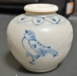 明代 青花 染付 茶入3 鳥絵 時代保証 本物保証