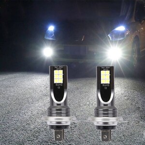 LEDフォグ LEDバルブ 12SMD 12V/24V兼用 H7 6500K ホワイト 3030SMDチップ LEDフォグランプ 2個セット N547-7