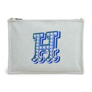 （未使用　展示品）エルメス HERMES ヨッティング GM Hティサージュ エレクトリック フラットポーチ トワルアッシュ キャンバス グリーン