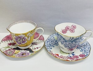 R202-G20-317 WEDGWOOD ウェッジウッド BUTTERFLY BLOOM カップ&ソーサー ペア 2客 洋食器 2点セット