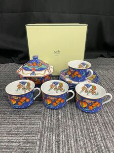 杉本 10月 No.276 HERMES エルメス カップ シュガーポット 洋食器 鳥柄 蓋付き食器 ソーサー 箱付