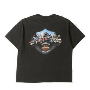 HARLEY-DAVIDSON ハーレーダビッドソン 00s R.K.STRATMAN キャラクター集合 タズマニアン・デビル Tシャツ USA製 Hanesボディ ブラック