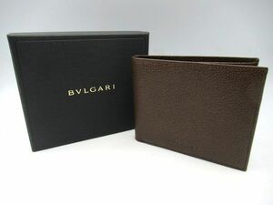 ★★▲ブルガリ BVLGARI レザー 二つ折り札入れ 財布 ブラウン 茶系 箱付き 使用回数少 MADE IN ITALY 中古 USED▲★★