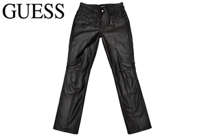 J9620★超美品★GUESS ゲス★PROFESSIONALLY LEATHER VENDOR 0075 ブラック黒 本革レザーパンツ 0-XS