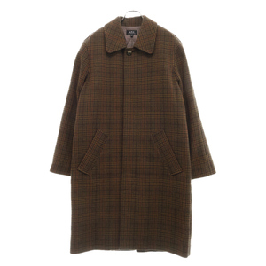 A.P.C アーペーセー チェック柄 ステンカラーコート ブラウン 24216-1-26051