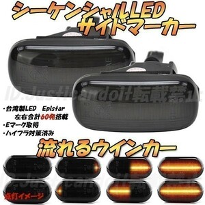 【DS1】 シビック ハイブリッド ES9 / FD3 / N-BOX / N-BOX+ JF1/JF2 流れる ウインカー シーケンシャル LED サイドマーカー 【スモーク】