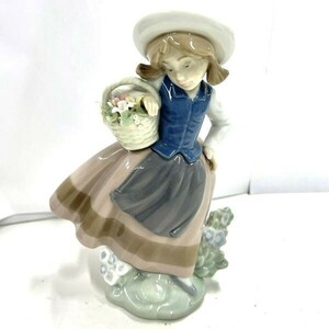 ●O115-W11-1468 LLADRO リヤドロ 甘い花の香り 5221 フィギュリン 陶器人形 置物 インテリア 女の子 花 全長約17cm③