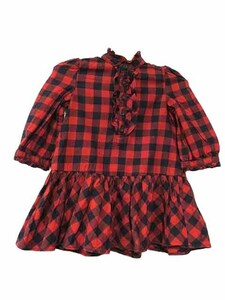 【中古】Ralph Lauren ラルフローレン 子供服 ラルフローレン 女の子 ベビー 80cm ワンピース 長袖 秋冬 レッド系 チェック