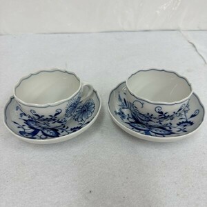 K811-O49-140 Meissen マイセン ブルーオニオン カップ＆ソーサー ペア 2客セット 洋食器 まとめ ⑩