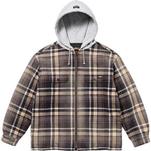 【新品未使用】 23AW 24 新品 SUPREME シュプリーム DICKIES PLAID HOODED ZIP UP SHIRTディッキーズ チェックシャツ 長袖 BLACK S