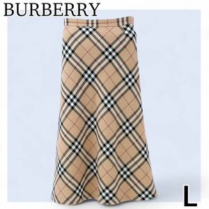 極美品　バーバリー　ロングスカート　ノバチェック　ベージュ　膝下　フレアスカート　 BURBERRY コットン