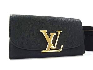 1円 LOUIS VUITTON ルイヴィトン M58266 トリヨンレザー ポルトフォイユ ヴィヴィエンヌ 長財布 ウォレット 札入れ ブラック系 FF8959