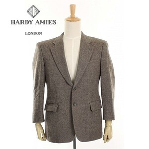 A4269/極美品 秋冬 総裏 HARDY AMIES ハーディエイミス ウール ツイード テーラード シングル2Bジャケット 160 88A3 灰色/日本製 メンズ