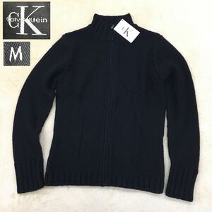 ck Calvin Klein カルバンクライン ニットジャケット セーター フルジップ レディース サイズM 黒 タグ付き美品