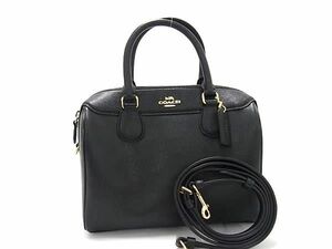 1円 ■新品同様■ COACH コーチ F32202 ベネット ミニ サッチェル レザー 2WAY クロスボディ ハンドバッグ ショルダー ブラック系 BI1874