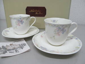 Noritake ノリタケ ボーンチャイナ 9660 AUDREY オードリー 花柄 カップ＆ソーサー 2客セット 未使用品