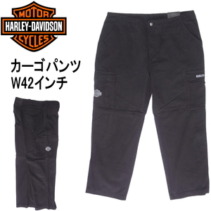 ハーレーダビッドソン カーゴパンツ ブラック 黒 W42インチ HARLEY-DAVIDSON 大きいサイズ メンズ カジュアル