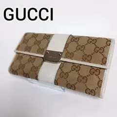 良品 GUCCI グッチ GGキャンバス 長財布 233023  シルバー金具