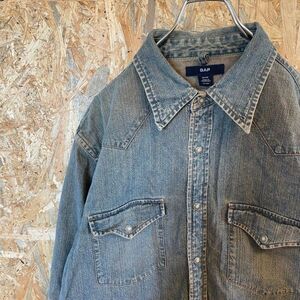 [KWT5194] GAP ギャップ デニムシャツ メンズ ウォッシュブルー M ポス