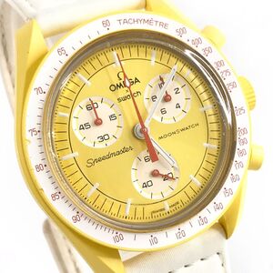 美品 Swatch × Omega ムーン スウォッチ × オメガ MISSION TO THE SUN SO33J100 バイオセラミック 高級 腕時計 クロノグラフ 動作OK