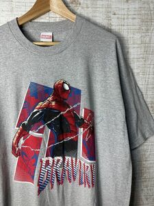 ☆超ビッグサイズ US古着 MARVEL マーベル スパイダーマン キャラ Tシャツ キャラクター プリント グレー【2XL/XXL】コットン　　◆3852◆