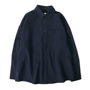 古着 MARNI マルニ トロピカルウール レギュラーカラーシャツ CUMU0061A0 S45455 46 M 紺 長袖シャツ メンズ