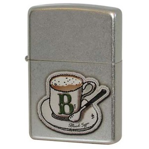 Zippo ジッポライター 血液型 コーヒーカップ 銀メッキ バレル加工 B型 プレゼント 贈り物 男性 女性 かわいい メール便可