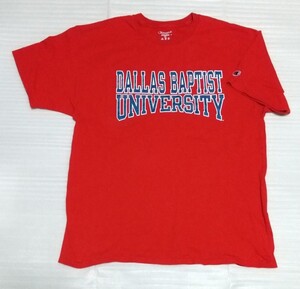 ☆Champion.com チャンピオン サイズXLジャパン2XL 半袖Tシャツ スポーツ フアッション ウェア ティー赤色レッドDALLAS BAPTIST UNIVERSITY