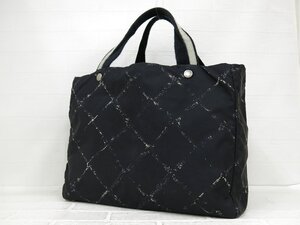 ◆美品◆CHANEL シャネル◆旧トラベルライン◆ナイロン◆ハンド トート バッグ◆ブラック シルバー金具◆ヴィンテージ◆腕掛け◆A9334