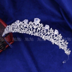 キュービックジルコニア ティアラ ヘッドドレス ウェディング 髪飾り ブライダル アクセサリー 結婚式 ウエディング ジルコン シルバー