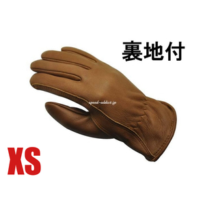 NAPA GLOVE 812FL 裏地付 BROWN XS/ナパグローブ茶色ブラウン裏起毛バイク用手袋鹿革本革防寒防雨レザーグローブシンプルアメリカ男性用usa