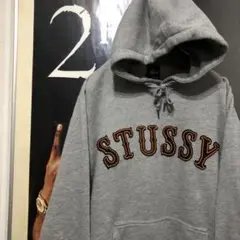 STUSSY ステューシー スウェットパーカー アーチロゴ ワッペンロゴ