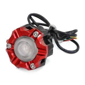 ю 【汎用】 バイク用 LED アクスル スライダー カバー [ レッド ] フロント用 12V 1個 アルミ合金 3色点灯 ブルー/アンバー/パープル