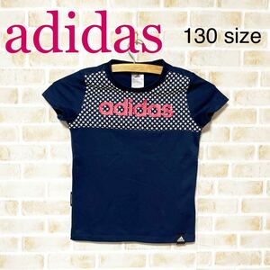 adidas 130サイズ 半袖Tシャツ ネイビー