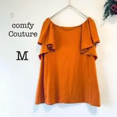 1433【comfy Couture】フリルカラーノースリーブTシャツ(M)