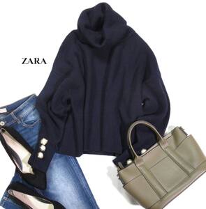 ザラ ZARA 大人可愛い☆パールボタン付き ハイネック プルオーバー S