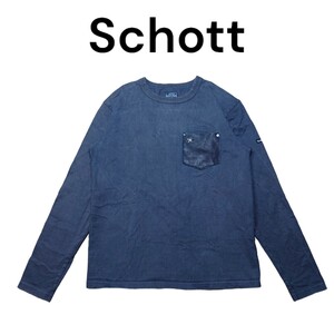 Schott　ワンスター　ロンT　レザーポケット　ショット　古着