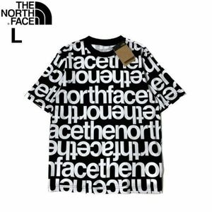 1円～!売切!【正規新品】THE NORTH FACE◆S/S ALL OVER PRINT BOX FIT TEE 半袖 Tシャツ US限定 登山 上質 アウトドア(L)黒 総柄 180902-32