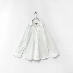 White Stag チェック スキッパーカラー ピンタック 長袖 シャツ L