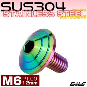 M6×12mm ボタンボルト シェルヘッド SUS304ステンレス カスタムデザイン レインボーグリーン TR0335