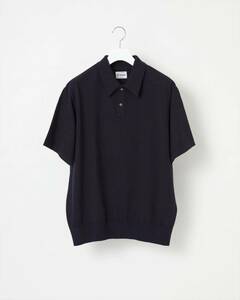 Yonetomi コットンニットポロシャツ 4 ヨネトミ knit polo Black Navy ブラック ネイビー