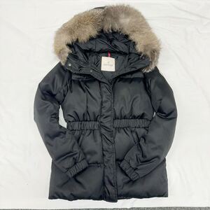 MONCLER モンクレール ファーコート ブラック ダウンコート レディース 0サイズ【k4069】