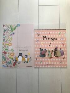 即決★非売品 ノベルティ★レア ピングー Pingu 可愛いお花 クリアファイル 2枚 サイズ約31×22cm A4/住友生命 SUMITOMO LIFE 非売品/B