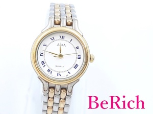 セイコー SEIKO アルバ レディース 腕時計 V233-0730 ホワイト 白 文字盤 SS ブレス クォーツ QZ ウォッチ ALBA 【中古】 ht1414
