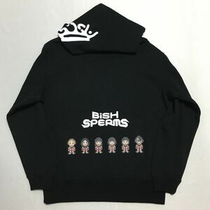 [ BiSH SPERMS ] BiSH ピクセル パーカー プルオーバー 黒 L SHiT original 受注販売 グッズ フード トレーナー ボックスロゴ 白