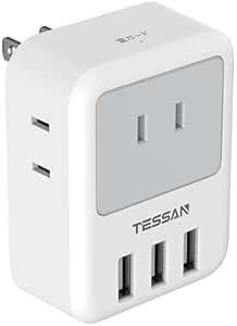 USB コンセント タップ TESSAN 電源タップ 雷ガード付 3個AC口 3つUSBポート 蛸足コンセント タコ足配線 充電タ