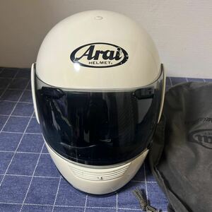 Arai アライ フルフェイスヘルメット 5960cmパールホワイト 中古 旧車 当時物 Mサイズ オートバイ用ヘルメット